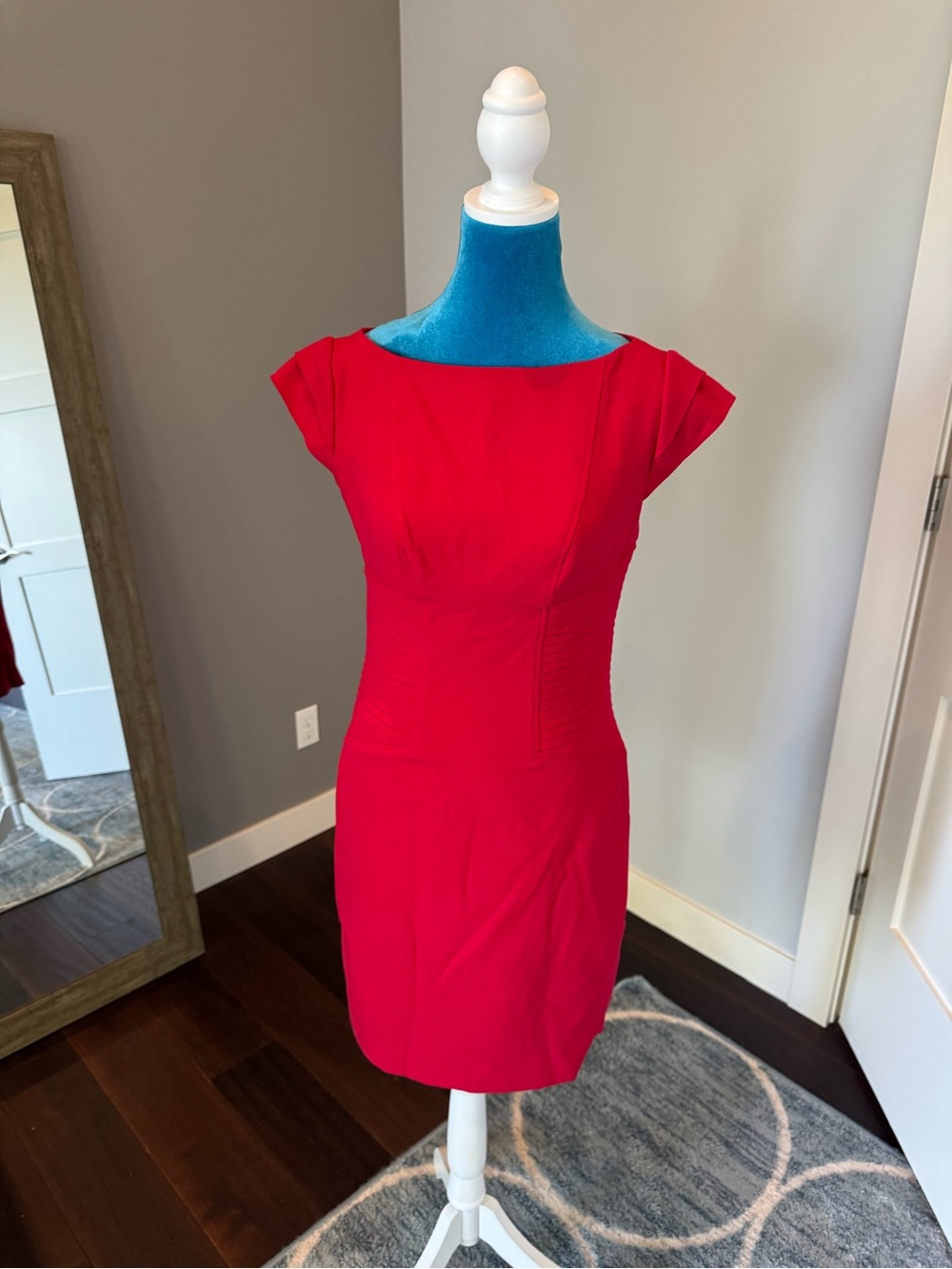 Adrianna Papell Red Cap-Sleeve Sheath Dress